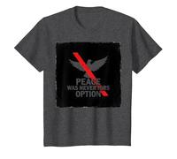 Peace was Never Hirs Option: Defiant Dove Statement T-Shirt, Kids, Dark Heather Grey, 6 Years