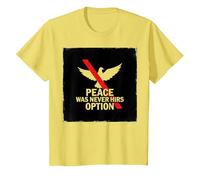 Peace was Never Hirs Option: Defiant Dove Statement T-Shirt, Kids, Lemon, 3 Years