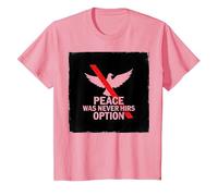 Peace was Never Hirs Option: Defiant Dove Statement T-Shirt, Kids, Pink, 10 Years