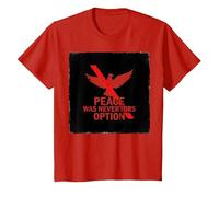 Peace was Never Hirs Option: Defiant Dove Statement T-Shirt, Kids, Red, 4 Years