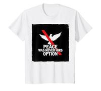 Peace was Never Hirs Option: Defiant Dove Statement T-Shirt, Kids, White, 4 Years