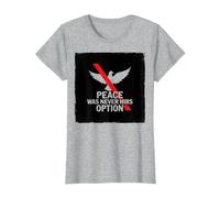 Peace was Never Hirs Option: Defiant Dove Statement T-Shirt, Women, Heather Grey, 3XL