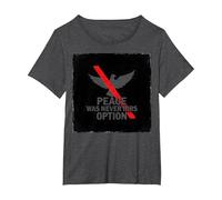 Peace was Never Hirs Option: Defiant Dove Statement T-Shirt, Women's Plus, Dark Heather Grey, 1X