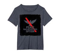 Peace was Never Hirs Option: Defiant Dove Statement T-Shirt, Women's Plus, Heather Blue, 3X