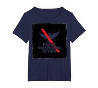 Peace was Never Hirs Option: Defiant Dove Statement T-Shirt, Women's Plus, Navy, 1X