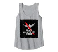 Peace was Never Hirs Option: Defiant Dove Statement Tank Top, Women, Heather Grey, M