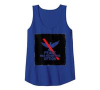 Peace was Never Hirs Option: Defiant Dove Statement Tank Top, Women, Royal Blue, M
