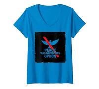 Peace was Never Hirs Option: Defiant Dove Statement V-Neck T-Shirt, Women, Sapphire, XXL