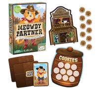 Peaceable Kingdom Meowdy Partner | A cooperative game where players team up to win together. Includes 27 cowboy cat cards and 1 scratching post. Ages 3+.