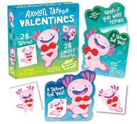 Peaceable Kingdom Valentines Box for Kids, Valentines Day Box Kit for Valentine Cards for Kids Classroom - Axolotl Tattoo