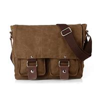 Peacechaos Men's Canvas Leather DSLR SLR Vintage Camera Messenger Bag (Brown(2))