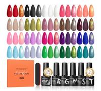 PEACECOLOR 25PCS Gel Nail Polish Set - 20 Colours Gel Polish Set All Seasons White Black Red Blue Green Nail Polish with Base Glossy Matte Glitter Top Coat Soak Off Gels Home Beginner Gift for Women