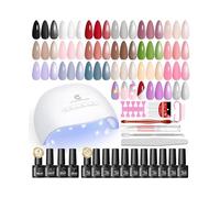 PEACECOLOR 32PCS Gel Nail Polish Set with Lamp Starter Kit, 20 Colours Gel Nail Kit with Base Top Coat Nude Pink Red Glitter Gel Polish Set Manicure Tools Nail Salon Sets DIY at home Gifts for Women
