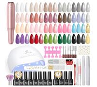 PEACECOLOR 40Pcs Gel Nail Polish Kit with U V Lamp & Drill, 22 Classic Colours White Black Red Blue Green Gel Polish Set with Glossy Matte Glitter Soak Off Top Coat DIY Gift for Women Beginners Home