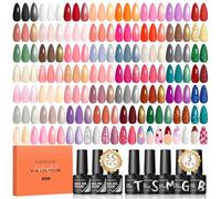Peacecolor 60PCs Gel Nail Polish Set 55 Spring Summer Colors Pink Red White Gel Polish with 5Pcs Glossy/Matte/Glitter Top Base Coat Soak Off Long Lasting Manicure Kit Gifts for Women DIY Home