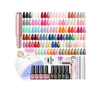 PEACECOLOR 66 Pcs Gel Nail Polish with UV Lamp and Drill, Gel Nail Kit Starter Kit 35 Colours Red Pink Blue Gel Polish Glossy Matte and Glitter Top Base Coat Manicure DIY Home Gifts for Women