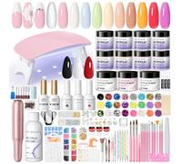 PEACECOLOR Acrylic Nail Kit with Electric Nail Drill and Lamp, 114PCS Nail Set with Everything 11 Colors Clear Pink White Nude Acrylic Powder and Liquid Set False Nail Tips Starter Kit Women Salon