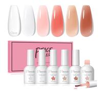 PEACECOLOR Builder Nail Gel Polish, 6 Colors Clear White Pink Nude Brown Gel Builder for Nails, Hard Gel Nail Extension Nail Strengthener Gel in a Bottle for Women Nail Art Design,10ML