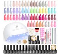 PEACECOLOR Gel Nail Polish Set, 39 PCS Gel Nail Kit with U V Lamp 22+4 Colours White Pink Yellow Gels Polish Set with Base and Top Coat Manicure Tools Nail Salon Sets DIY at home Gifts for Women