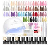 PEACECOLOR Gel Nail Polish Set, 39 PCS Gel Nail Kit with U V Lamp 22+4 Colours White Red Brown All Seasons Gels Polish Set with Base and Top Coat Manicure Tools Nail Salon DIY at home Gifts for Women