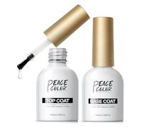 PEACECOLOR Gel Nail Polish Top and Base Coat Set- 2Pcs 10ML No Wipe Gel Top Coat and Base Coat Set,Shine Finish Long Lasting Nail Art Manicure Pedicure for Home DIY & Nail Salon