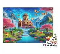 Peaceful Buddha Statue 1000 Piece Jigsaw Puzzle Paper For Adults Nature Mountain Landscape Focus Relax Family Decor Gift 52x38cm/1000pcs