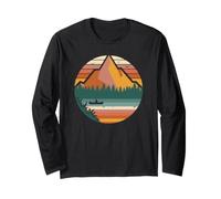 Peaceful Canoeing Down a River Surrounded by Pine Forests Long Sleeve T-Shirt