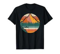Peaceful Canoeing Down a River Surrounded by Pine Forests T-Shirt