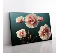 Peaceful Carnation Flowers Canvas Wall Art Print Ready to Hang, Framed Picture for Living Room Bedroom Home Office Décor, 76x50 cm (30x20 Inch)
