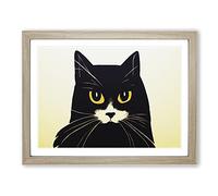 Peaceful Cat Abstract H1022 Framed Print for Living Room Bedroom Home Office Décor, Wall Art Picture Ready to Hang, Oak A3 Frame (46 x 34 cm)