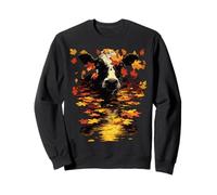 Peaceful Cow Cozy Fall Leaves Farm Animal Autumn Aesthetic Sweatshirt