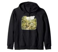 Peaceful Eco Cottage Riverside Scene Zip Hoodie