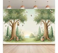 Peaceful forest landscape of bees and honey buckets nature inspired design for living room bedroom party decor background banner