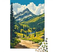 Peaceful Forest Path Nature Art Adult Paper Puzzle, Peaceful Valley Travel Art, Interlocking Paper Pieces, Decorative Artwork for Home Décor Fans, Adult Puzzle, 38x26cm/1000pcs