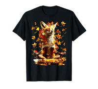 Peaceful Fox Fall Leaves Meditating Zen Animal Autumn Yoga T-Shirt