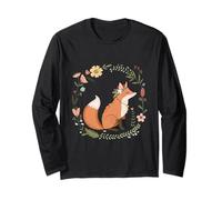 Peaceful Fox in Floral Woodland Circle Long Sleeve T-Shirt