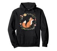Peaceful Fox in Floral Woodland Circle Pullover Hoodie