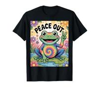 Peaceful Frog Tie Dye Hippie Vibes Groovy Apparel T-Shirt