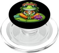 Peaceful Hippie Frog On Lily Pad PopSockets PopGrip for MagSafe