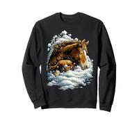 Peaceful Horse with Snow Snowy Animal Winter Aesthetic Sweatshirt