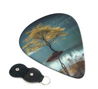 Peaceful Lake And A Tree Guitar Plectrums, 6 Guitar Plectrums, Double Sided Printing, For Acoustic Guitar, Bass, Ukulele, Electric Guitar (0.46 Mm 0.71 Mm 0.96 Mm)