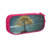 Peaceful Lake and A Tree Pencil Case, Zip Smooth Pencil Case, Portable Pencil Case Large School Stationery Storage Bag, Make-Up Bag