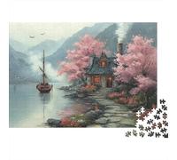 Peaceful Lake Cabin 1000 Piece Jigsaw Puzzle Cognitive Development Party Puzzle Game Cosy Night In Sturdy Paper 70x50cm/1000pcs