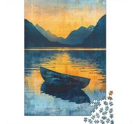 Peaceful Lake Sunset Scene Jigsaw Puzzle for Adults, 1000 Pieces, 38x26cm/1000pcs; A Calm After-work Activity; White Card Pieces with Reduced Dust
