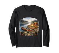 Peaceful Lakeside Camp Adventure Wilderness Scene Long Sleeve T-Shirt