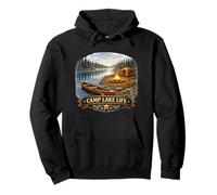 Peaceful Lakeside Camp Adventure Wilderness Scene Pullover Hoodie