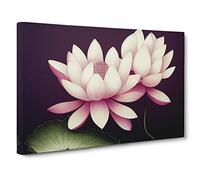 Peaceful Lotus Flowers Canvas Print | Gallery Wrapped 30mm Frame Wall Art | 30x20 inches | Ready to Hang | Contemporary Floral Picture | Living Room Bedroom Lounge Office