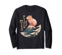 Peaceful Mountain Capybara Mount Fuji Kawaii Rodent Long Sleeve T-Shirt