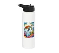 Peaceful Ocean Turtle & Colorful Reef Stainless Steel Insulated Water Bottle