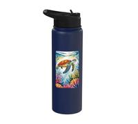 Peaceful Ocean Turtle & Colorful Reef Stainless Steel Insulated Water Bottle